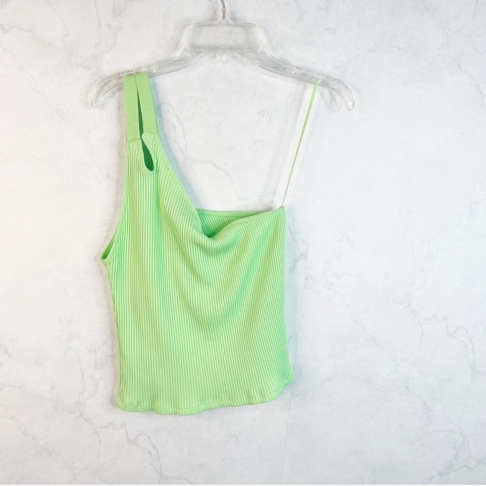 Zara Light Green One-Shoulder Ribbed Tank - Picture 3 of 4